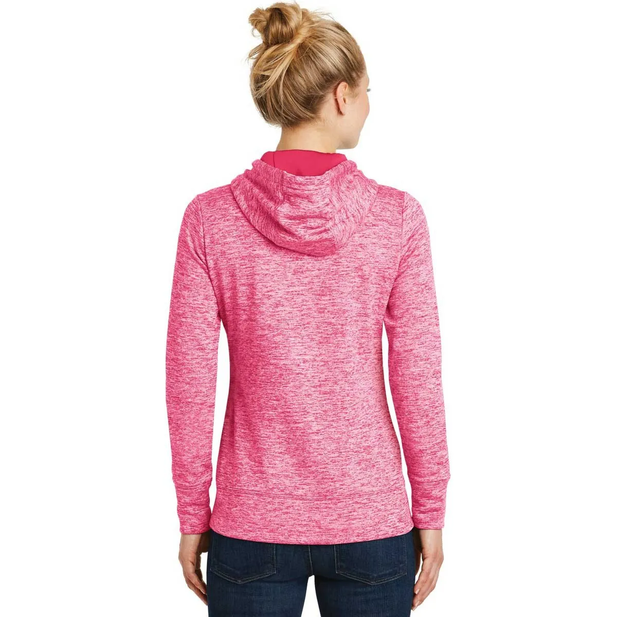 Sport-Tek Women's Power Pink Electric PosiCharge Electric Heather Fleece Hooded Pullover