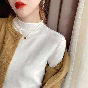 Spring And Autumn New Thin Mock Neck Sweater Women