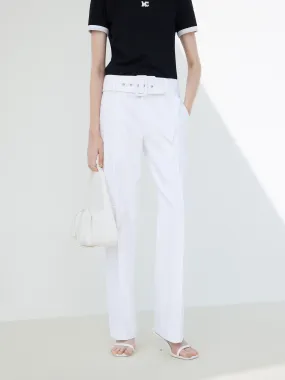 Straight Suit Pants with Belt