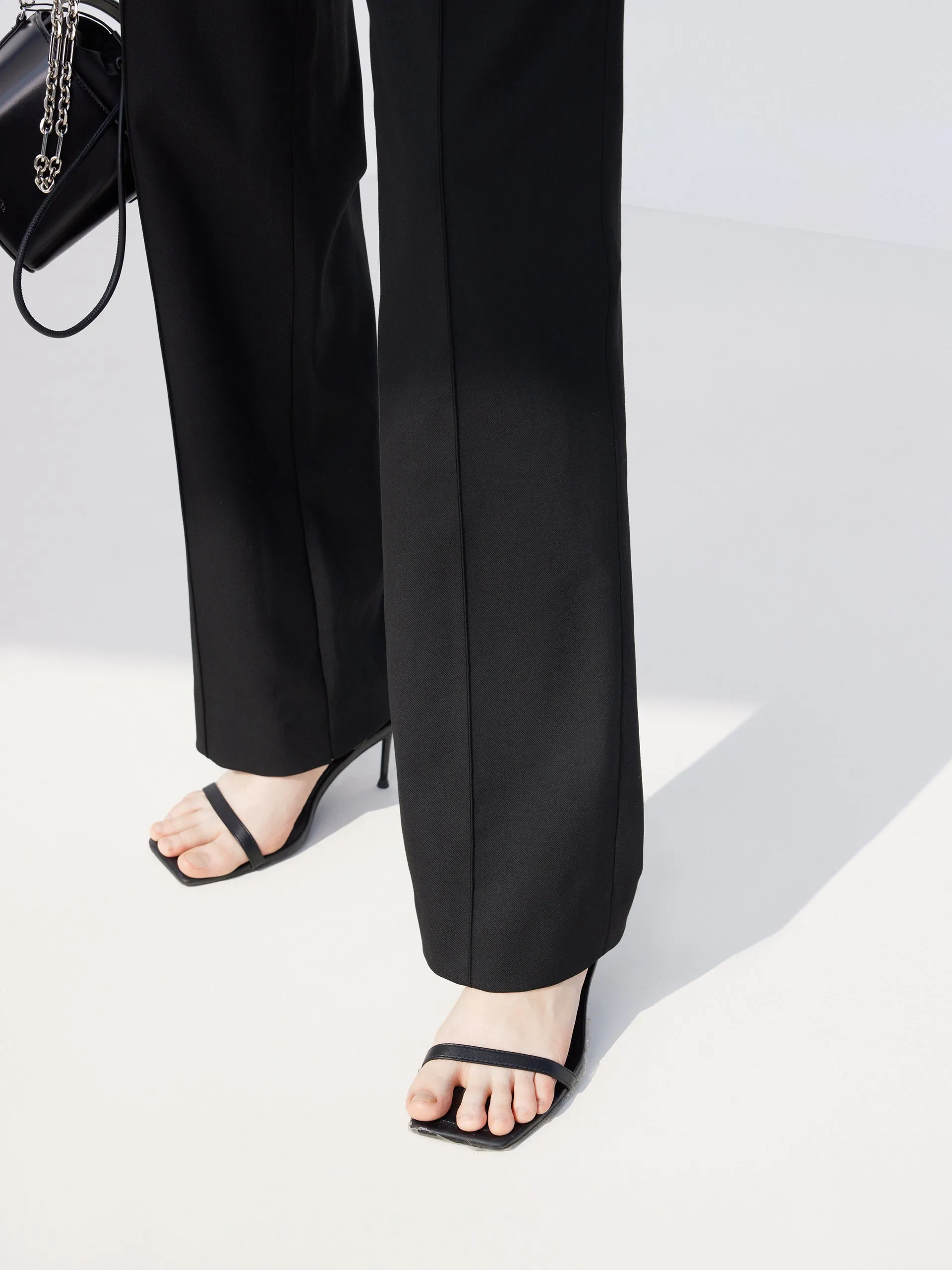 Straight Suit Pants with Belt