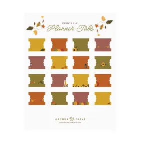 Swirling leaves: Printable Planner Tabs