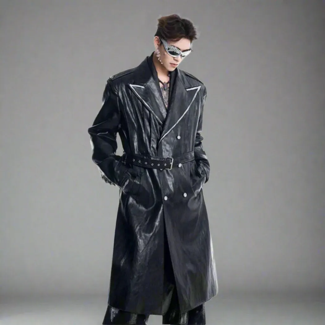 Tokyo Streetwear Faux Leather Trench Coat