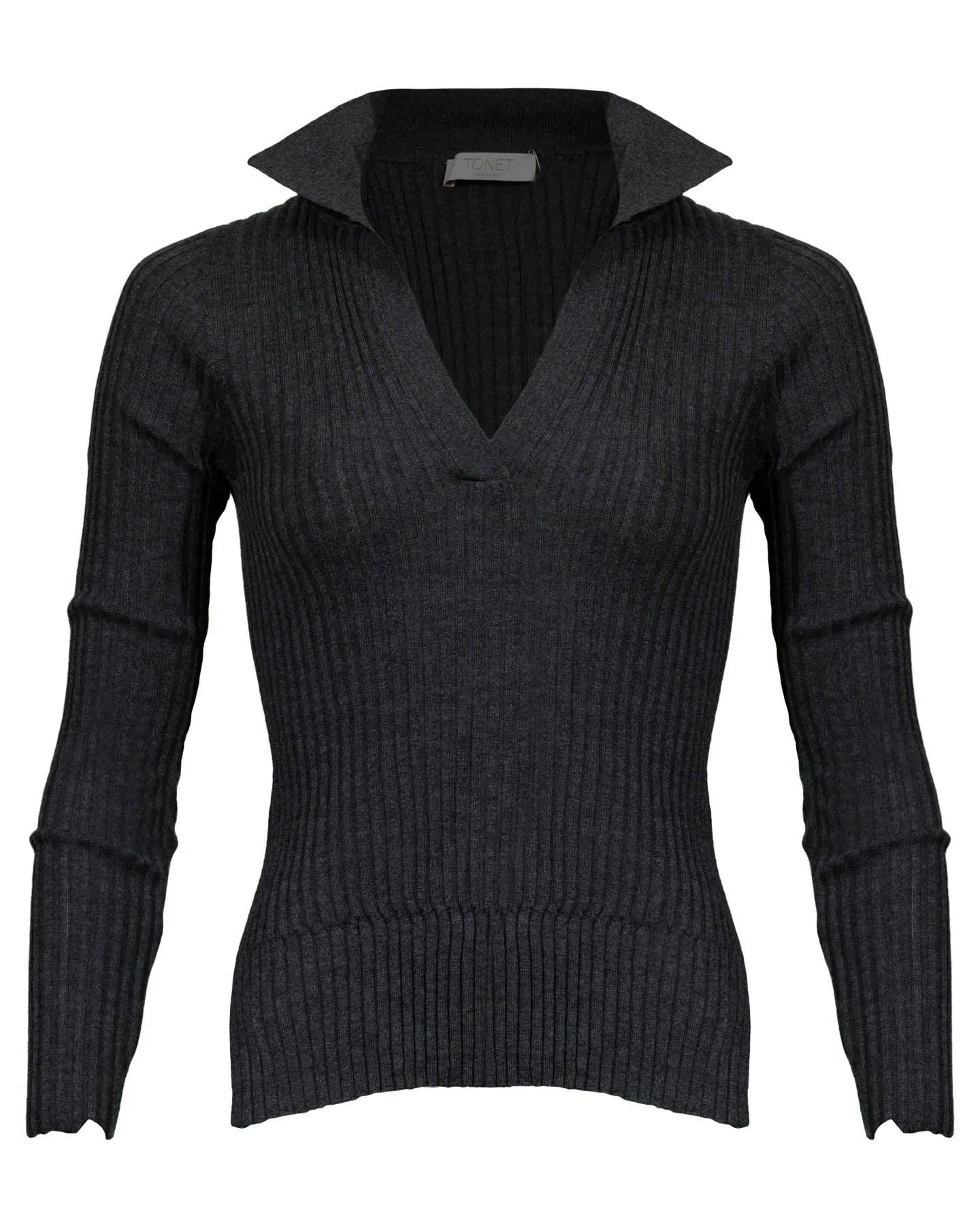 Tonet Rib Merino Polo Pullover