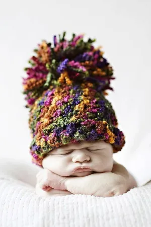 Tutti Frutti Pom Pom Hat in Green Pink Purple Orange