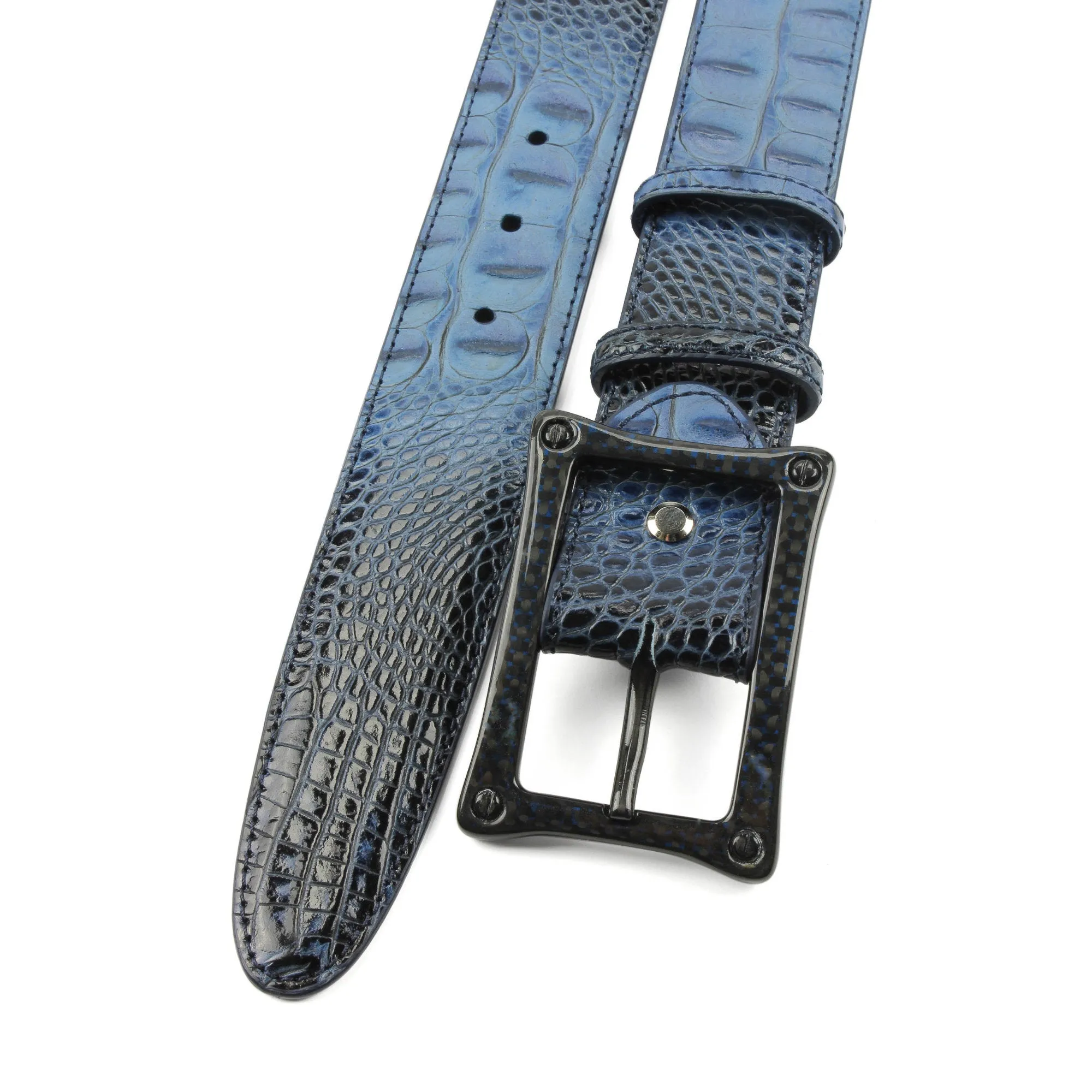 Twilight Blue Mock Caiman Carbon Fibre Screw Belt