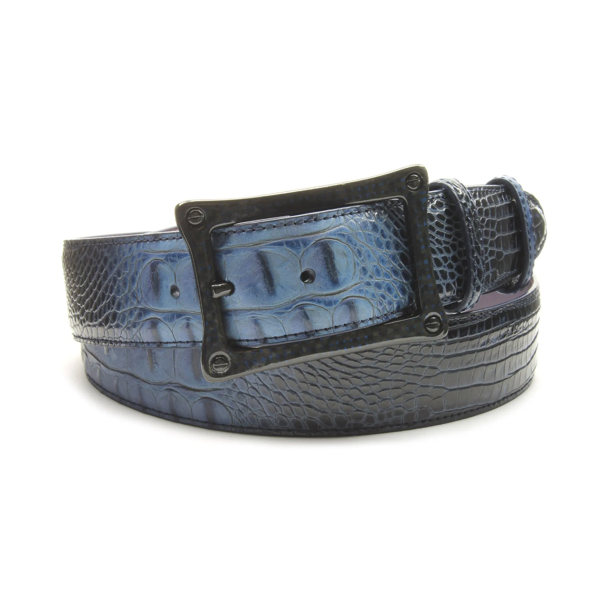 Twilight Blue Mock Caiman Carbon Fibre Screw Belt