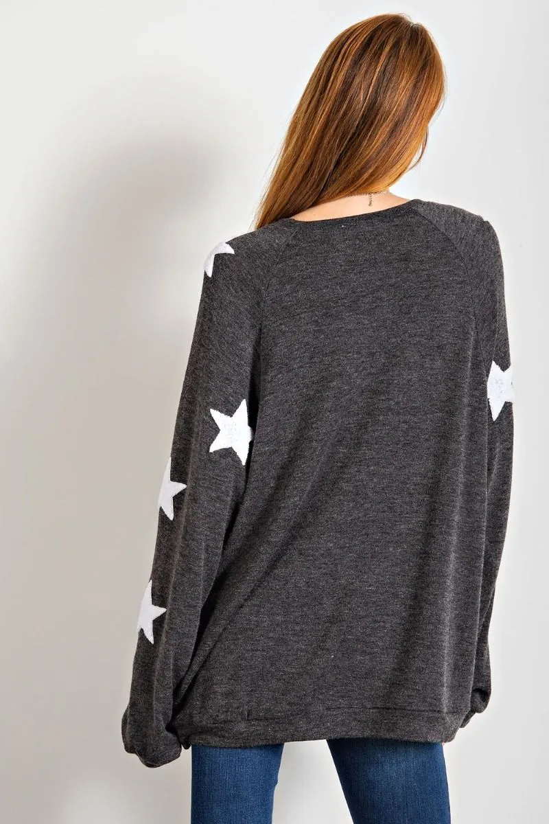 Ultra-soft Hacci stargaze pullover top with slouchy silhouette