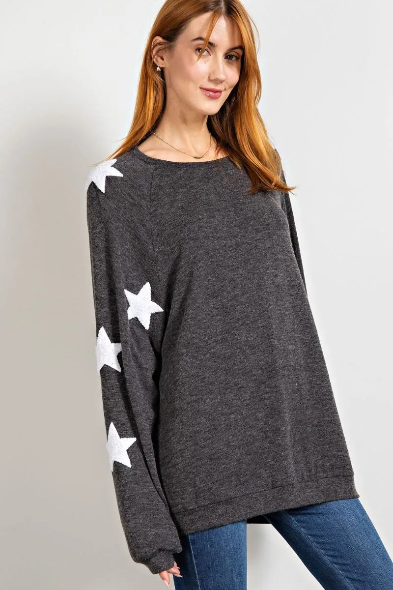 Ultra-soft Hacci stargaze pullover top with slouchy silhouette