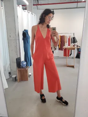 V Neck Strap Jumpsuit - Poppy