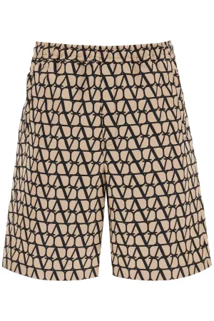 Valentino shorts in silk faille with toile iconographe motif