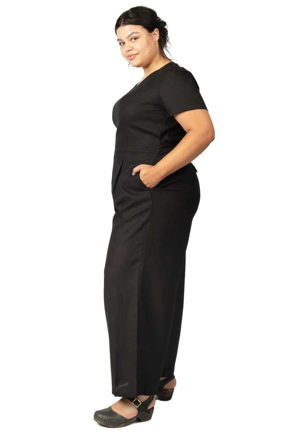 Vega Jumpsuit in Black Linen