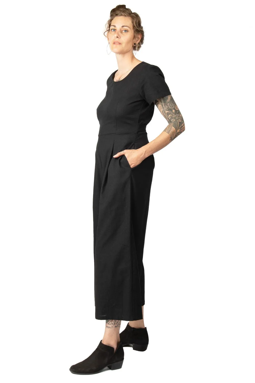 Vega Jumpsuit in Black Linen