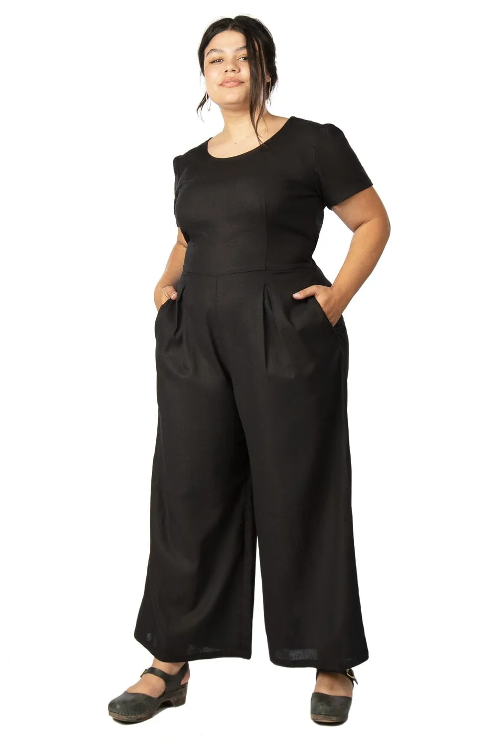 Vega Jumpsuit in Black Linen