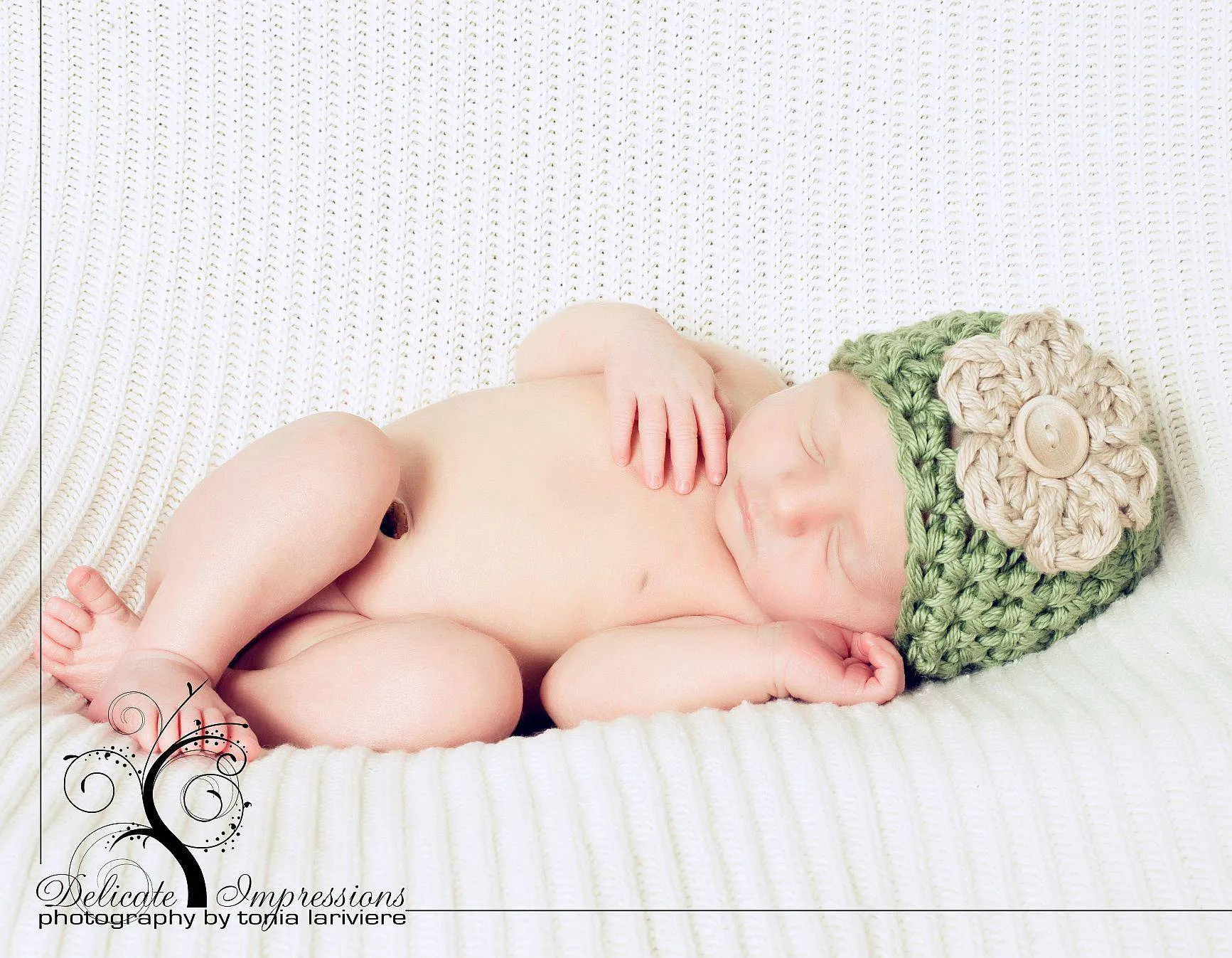 Vintage Green Newborn Beanie Hat