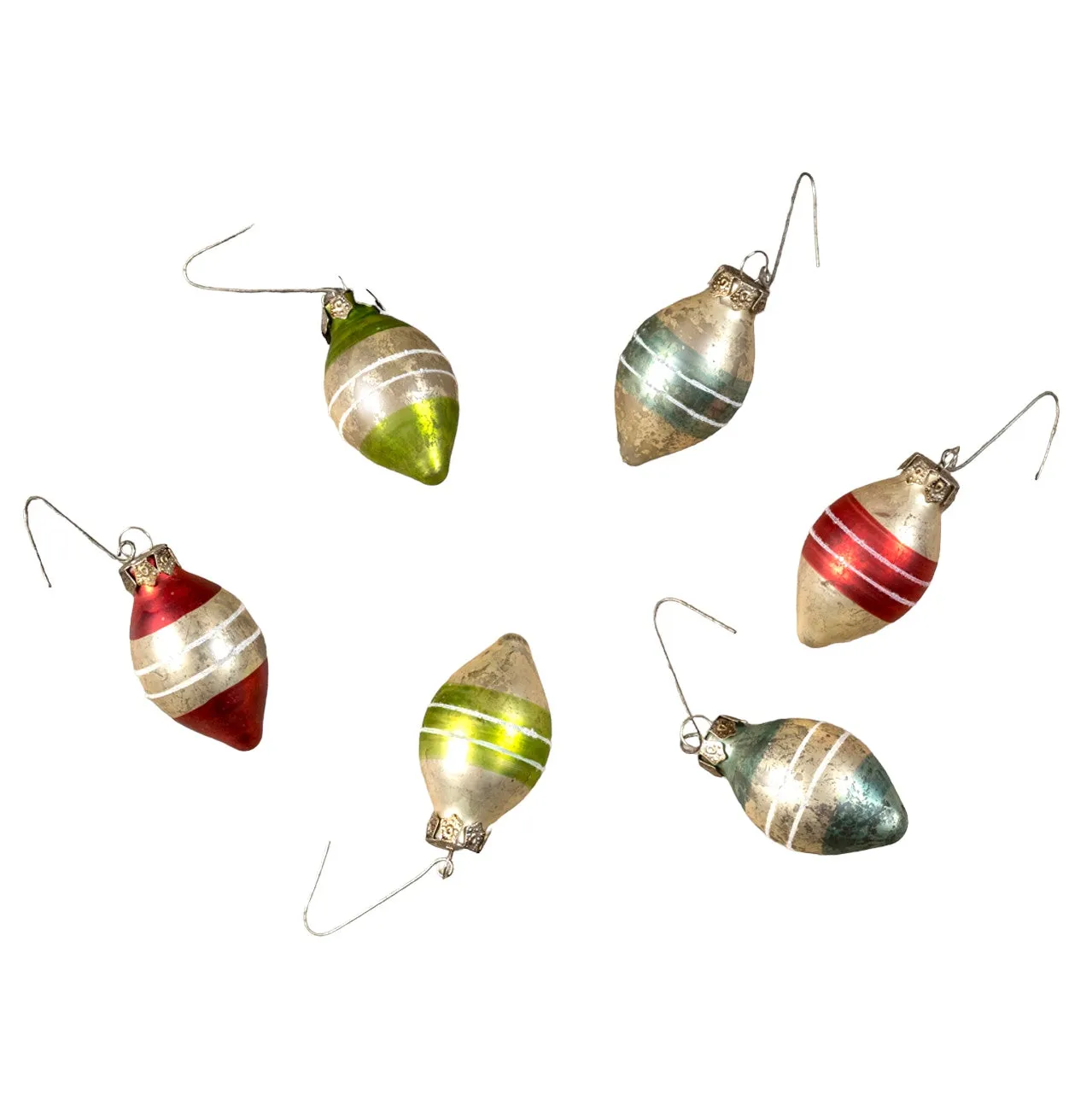 Vintage-Inspired Striped Mercury Ball Ornament Set