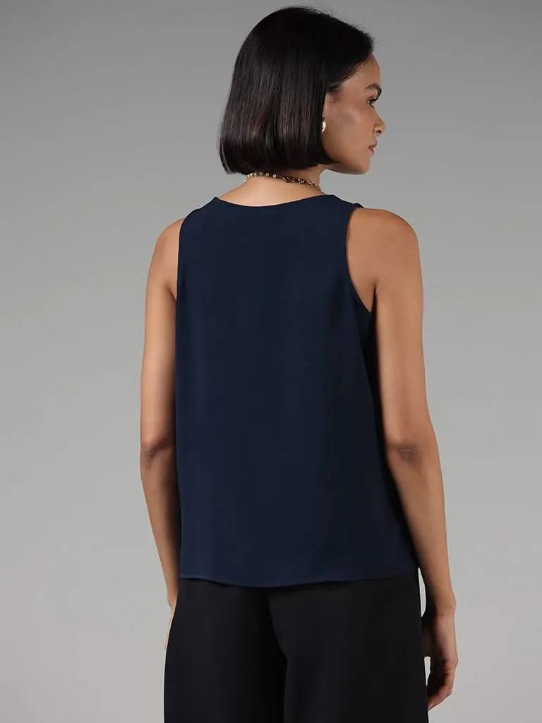 Wardrobe Solid Navy Blue Top