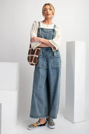 Wide Leg Denim Overalls