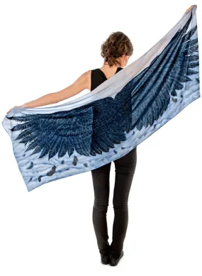 Wings of an Angel, black version, soft viscose scarf wrap.