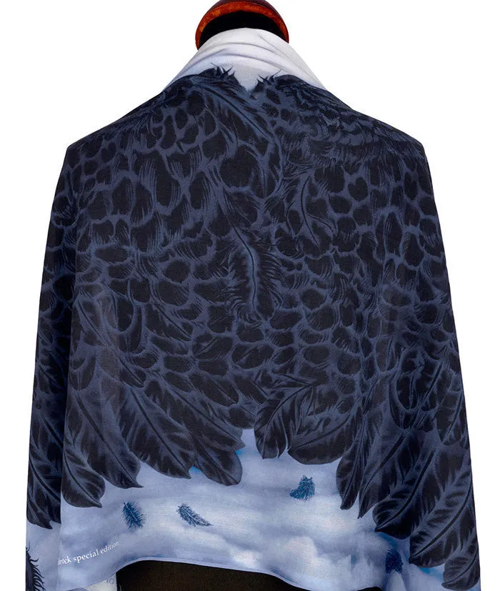 Wings of an Angel, black version, soft viscose scarf wrap.