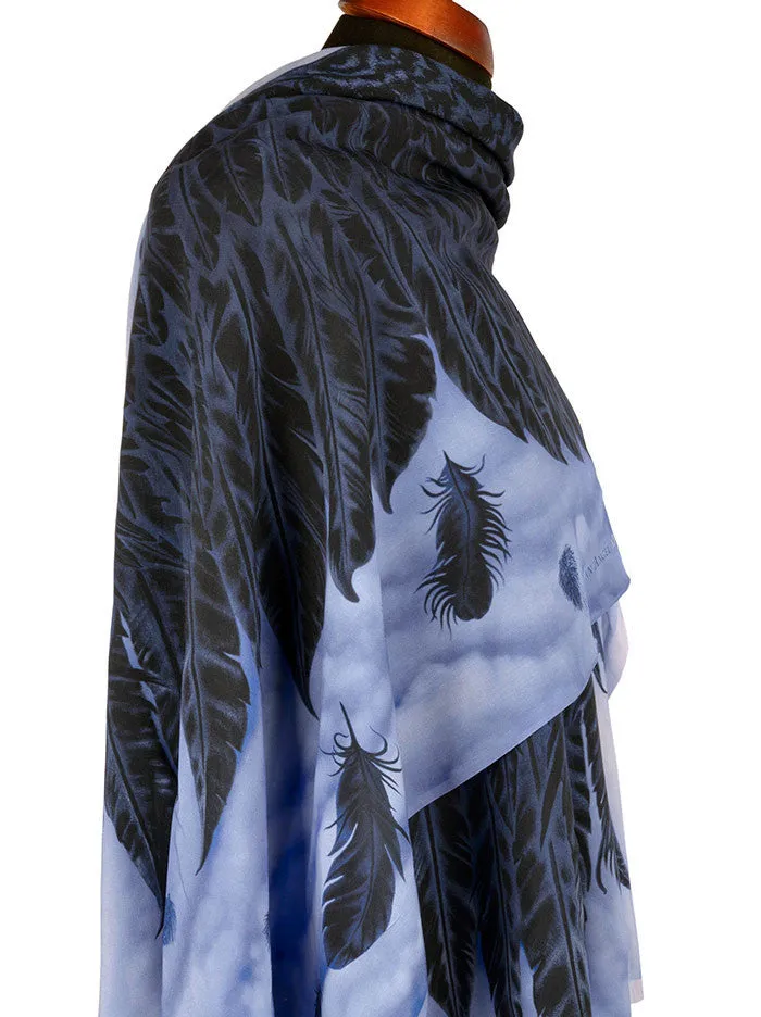 Wings of an Angel, black version, soft viscose scarf wrap.