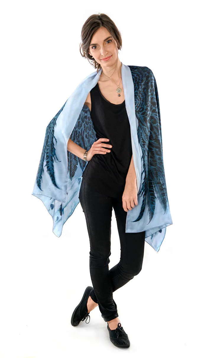 Wings of an Angel, black version, soft viscose scarf wrap.