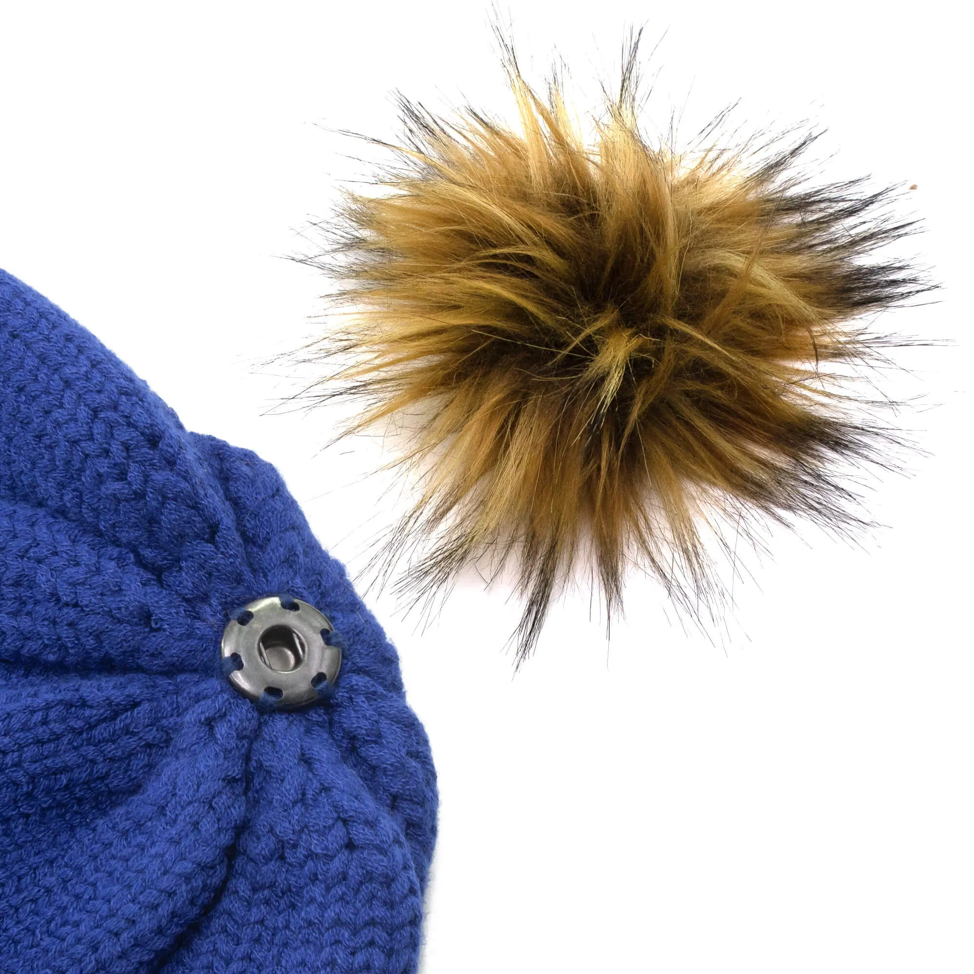 Winter Hat | Satin Lined | Detachable Pom Pom | Royal Blue Beanie