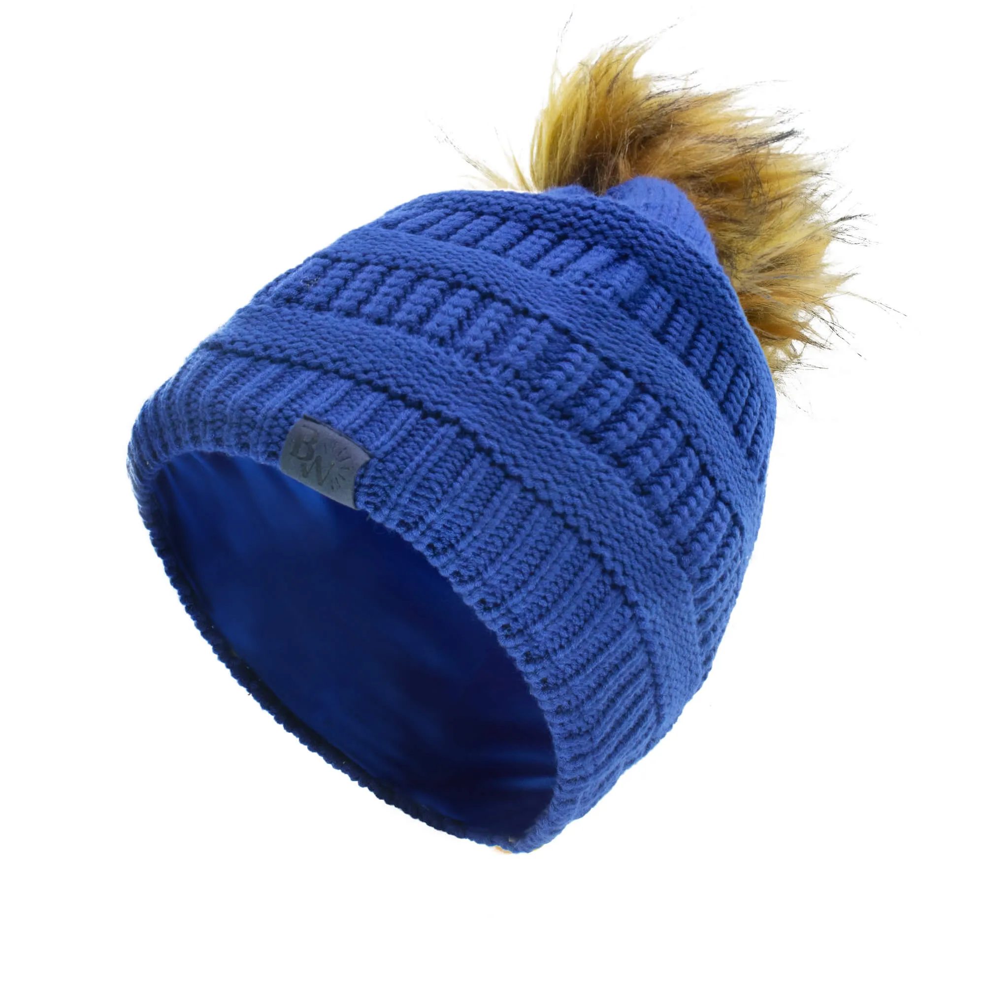 Winter Hat | Satin Lined | Detachable Pom Pom | Royal Blue Beanie