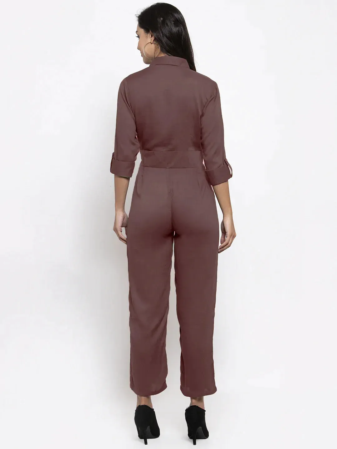 Women Brown Solid Jumpsuit