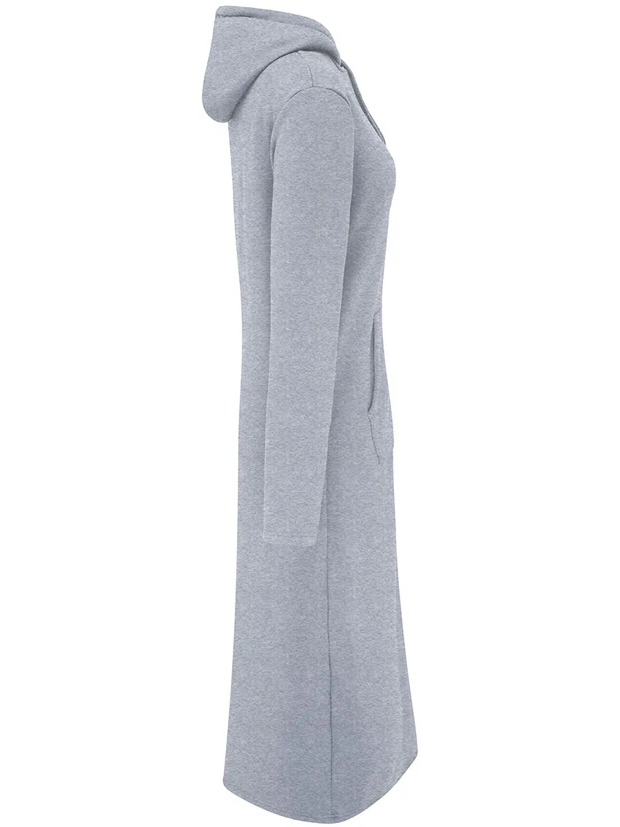 Womens Casual Hooded Loungewear Long Hoodie Dress Sweatshirt