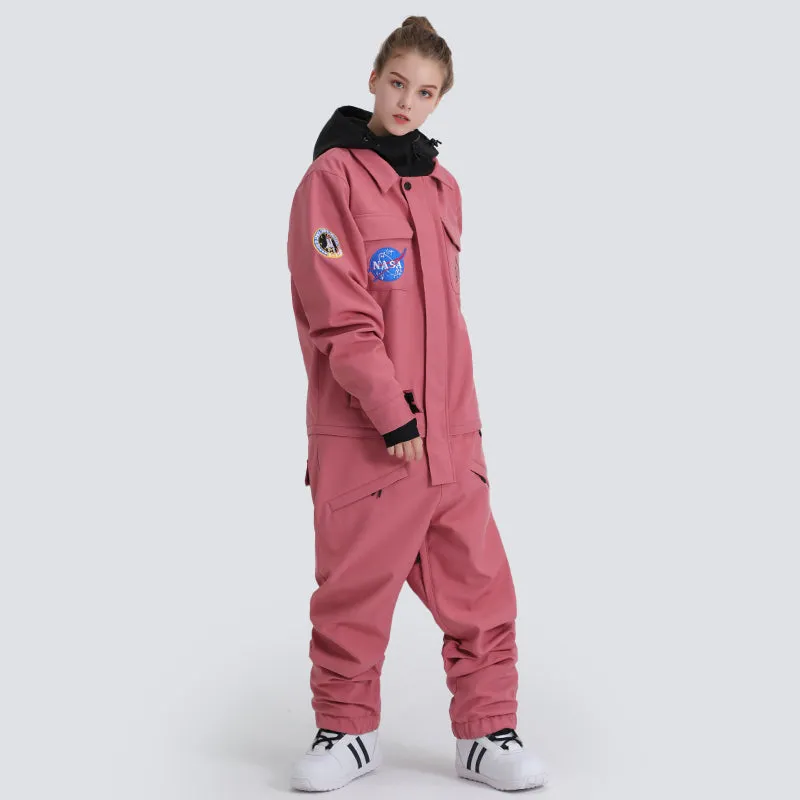 Women's SMN Slope Star Nasa Icon One Piece Ski Suits Winter Snowsuits