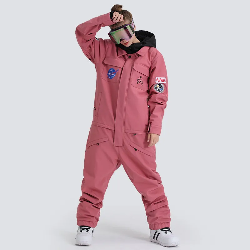 Women's SMN Slope Star Nasa Icon One Piece Ski Suits Winter Snowsuits