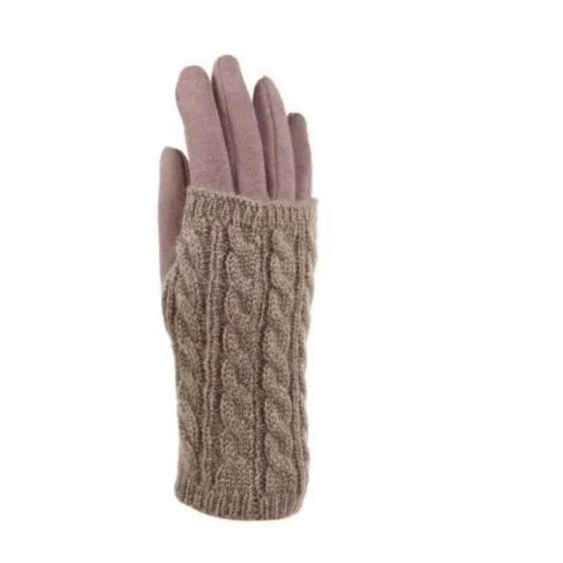 Women's Touch Screen Texting Gloves in Cable Knit and Furry Lining Comfort for Your Hands