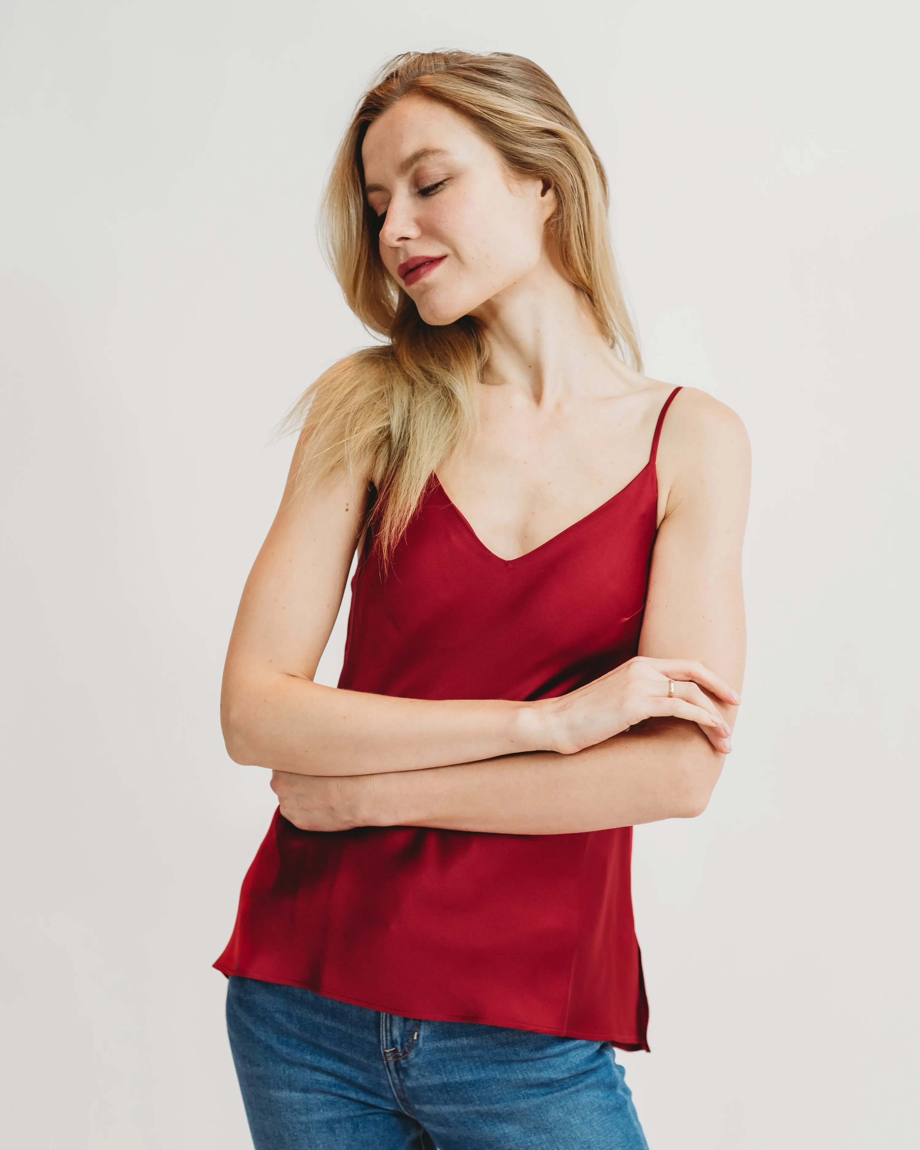 Worry-Free Silk Cami - Ruby Red