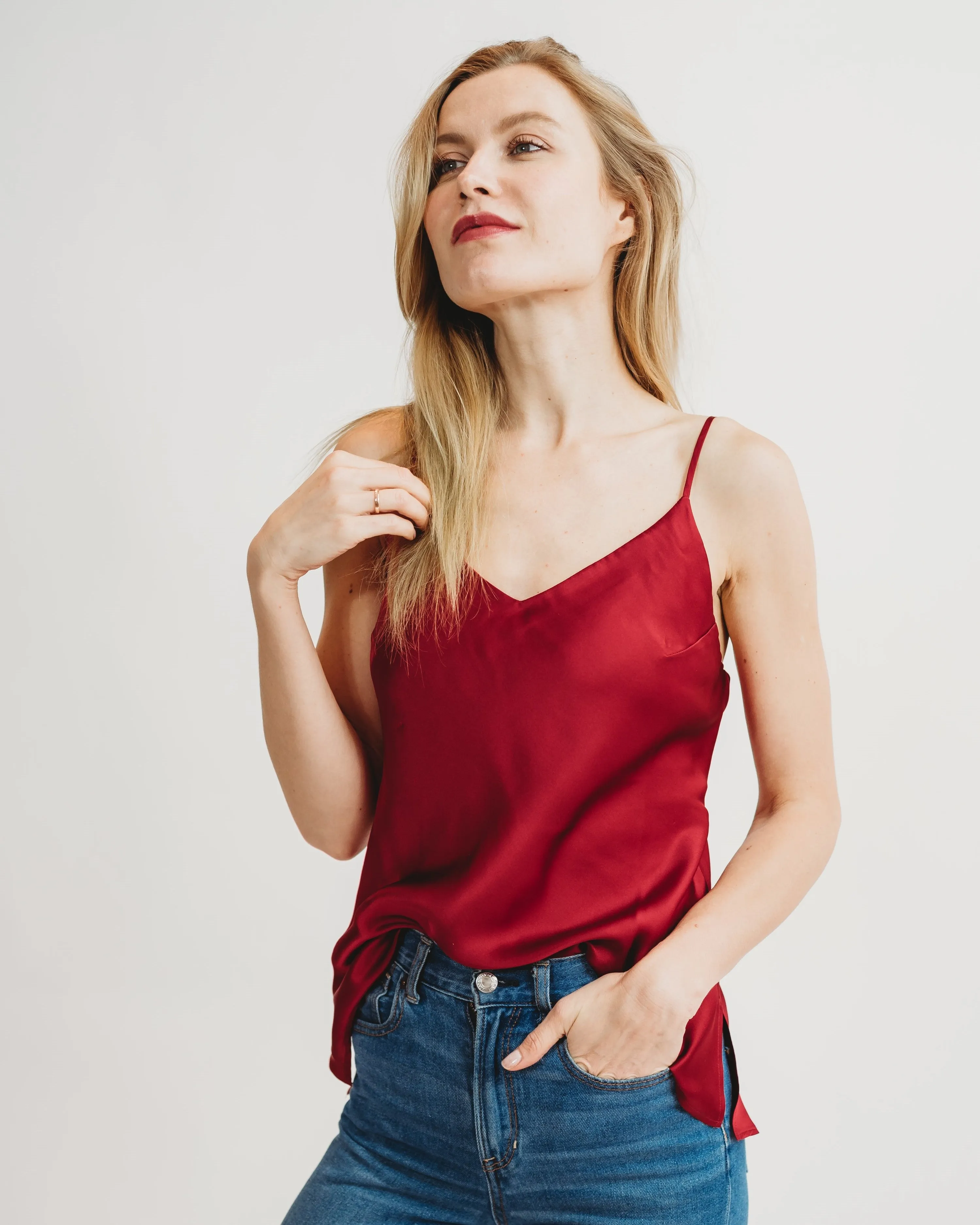 Worry-Free Silk Cami - Ruby Red