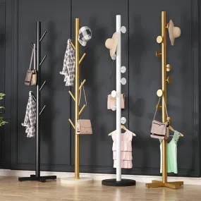 X - Style Tree Shaped Coat Stand Floor Standing Metal Rack With 8 Hangers With Metal Base