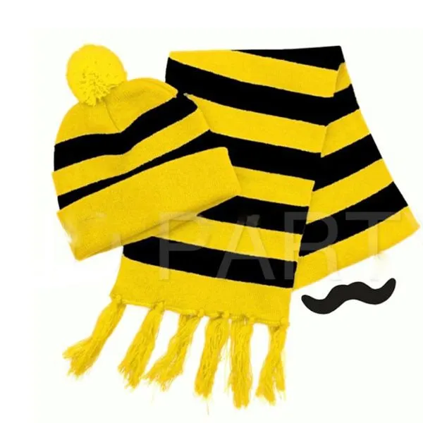 Yellow & Black Strip Beanie and Scarf set - Where is Wally Waldo