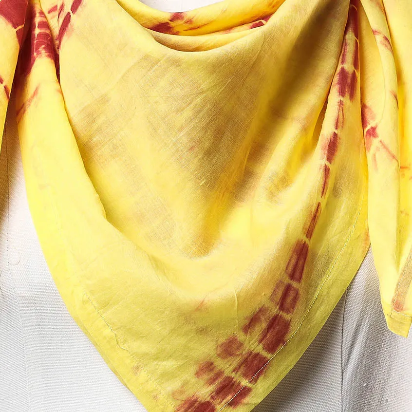 Yellow - Shibori Tie-Dye Cotton Scarf