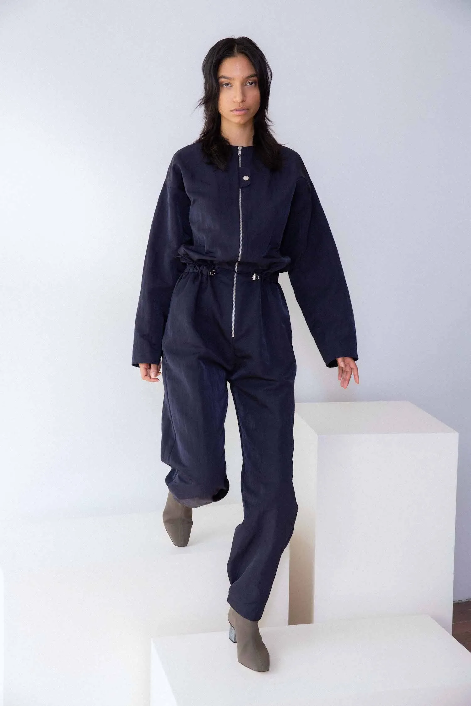 Zip Front Jumpsuit - Midnight